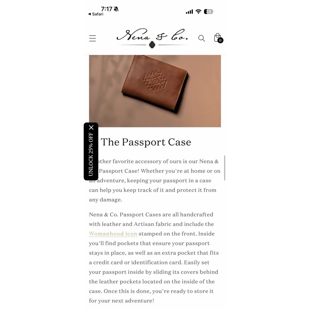 Nena Co Passport Case Leather Travel Wallet Womanhood Icon Artisan - Picture 7 of 7